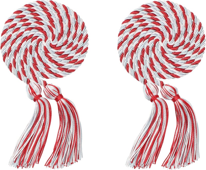 Erligo 2Pcs Graduation Multi Color Braided Honor Cords with Tassel for High School Bachelor Master Doctor 68" Long (Red White Sky Blue) - Image 1